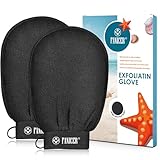 2 Stück Peeling Handschuhe, Exfoliating Gloves, Tiefenpeeling-Handschuhe, Effektives Peeling, Abgestorbene Haut, Massage-Körperpeeling-Handschuhe für das Home-Spa, Bad & Sauna, Schwarz