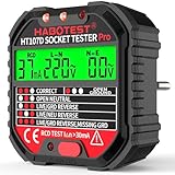 YOJOCK Steckdosentester mit RCD-Prüfung und LCD-Voltage-Display, 6 Arten von Fehlerdiagnose, Steckdosenprüfgerät mit Kontrollleuchten-Anzeige, FI Tester 90-250V/45-65Hz, CAT ll 300V (Premium-Version)