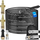 PARTSEE 16m Rohrreinigungsset für Kärcher K2 K3 K4 K5 K6 K7 & HD/HDS, 200 Bar – mit 3 Adaptern in Tasche für Lavor/Parkside/Bosch Hochdruckreiniger, inkl. 2 Düsen starr + rotierend