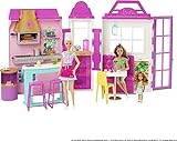 Barbie HGP59 - Cook'n Grill Restaurant Spielset, mit Köchin Puppe, Freundin und kleinem Mädchen, aufklappbar, Spielzeug ab 3 Jahren