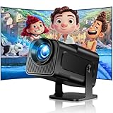 Quilted Northern Beamer, 4K Unterstützung Full HD Eingebaute Android und OS 11.0, Unterstützt WiFi 6 und BT 5.0, Mini Projektor mit Auto Trapezkorrektur, 180°Dreh Videoprojektor für Outdoor/Heimkino