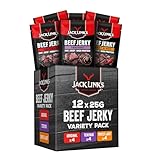 Jack Links Beef Jerky Mischkarton – 12er Pack (12 x 25g) – Trockenfleisch Eiweiß Snacks - High Protein Snack für Gym, Fitness, Outdoor - American Food für Menschen - Dörrfleisch Chips aus Rind Fleisch