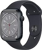 Apple Watch Series 8 (GPS, 45mm) Smartwatch - Aluminiumgehäuse Mitternacht, Sportarmband Mitternacht - Regular. Fitnesstracker, Blutsauerstoffund EKGApps, Always-On Retina Display, Wasserschutz