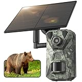 VXK 4G Solar Wildlife Camera mit SIM Karte, Wildkamera mit handyübertragung app Trigger 0,1S, Wildtierkamera mit bewegungsmelder nachtsicht with 64GB SD Card, 7800mAh Akku, IP66