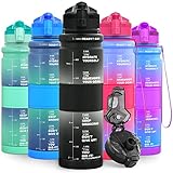 Lunidry Trinkflasche - Tritan BPA Frei Wasserflasche Kinder, 1L/500ml Kohlensäure Geeignet Auslaufsicher Sport Trinkflasche mit Zeitmarkierungen & Fruchteinsatz Für Schule, Fahrrad, Gym, Outdoor