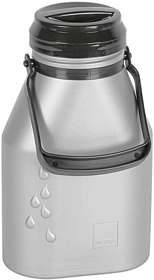 Metrox Milchkanne, auslaufsicher, 2 Liter, BPA/BPS-freier Kunststoff, Schraubdeckel, silber