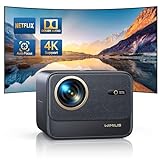 Beamer【Official Netflix & Dolby Audio】 30000 Lumen Autofokus/Trapezkorrektur Beamer 4K Unterstützung WiFi6 Bluetooth Full HD 1080P, 60Hz Video Beamer für Heimkino/Outdoor Handy Projektor Dunkelgrau
