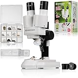 Bresser Junior Stereo 3D Mikroskop ICD-Pro mit 20x und 50x Vergrößerung für Kinder und Erwachsene für die Beobachtung von Steinen, Münzen, Insekten und vielem mehr, 20x / 50x