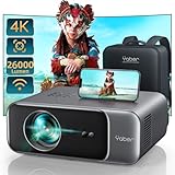 Beamer, [Autofokus/Trapezkorrektur] Beamer Heimkino, 1080P Full HD Beamer Unterstüt 4K Video mit WiFi6 Bluetooth, YABER 26000 Lumen Tragbare Projektor Outdoor 300' Display, für Smartphone/TV Stick/PS5