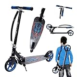Habib Gruppe Cityroller Tretroller Scooter Kinderroller Jugendroller (6-16 Jahre) Zusammenklappbar Tragbar Roller Breites Deck Höhenverstellbar Bunte Griffe