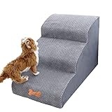 3 Stufen Hundetreppe für Kleine Hunde, Bounabay Abnehmbar Hunderampe, Waschbar Tragbar Leiter Haustiertreppe für Sofa Bett, Katzentreppe aus Schwamm, Hundetreppe 40 cm Hoch
