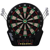 HOMCOM Elektronische Dartscheibe Dartboard Dart-Set mit LED Anzeige mit automatischer Wertung Soundeffekte 6 Darts 24 Dartköpfe 27 Spiele und 243 Trefferoptionen für 16 Spieler 44 x 51,5 x 3,2 cm