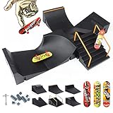 KETIEE Mini Finger Skateboard Ramp,Skate Park Deck Truck Board Ramp Kit,Fingerboard Rampe,Fingerskateboard mit Rampen,Fingerspielzeug Lernspielzeug Geschenke für Kinder