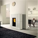 Edilkamin wasserführender Pelletofen Blade2 H22 Up Stahl weiß | 22,8 kW