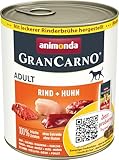 animonda GranCarno Hunde Nassfutter mit Rind + Huhn (6 x 800 g), getreidefreies Hundenassfutter ohne Zucker, für ausgewachsene Hunde, mit frischen fleischigen Zutaten