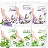 6 Paar Fußmaske, Feuchtigkeitsspendende Fussmaske, Fußpflege für Trockene und Rissige Füße, Männer Frauen Fusspflege Foot Mask (3 Paar Aloe Vera + 3 Paar Lavendel)