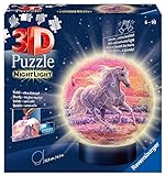 Ravensburger 3D Puzzle 11843 - Nachtlicht Puzzle-Ball Pferde am Strand - 72 Teile - ab 6 Jahren, LED Nachttischlampe mit Klatsch-Mechanismus