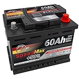 SMC Autobatterie Speed Max 60Ah 12V 580A Starterbatterie für Autos mit hohem Energiebedarf ersetzt 55 61 62 64 65 ah überlegene Leistung Pluspole Recht Wartungsfrei