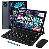 TABWEE T90 Android 15 Tablet mit Tastatur - Gemini AI, 24GB RAM+128GB ROM, Octa Core T615, Gaming Tablet 11 Zoll, 1920x1200 FHD+IPS, 8000mAh Akuu, 13MP+5MP KI Kamera, 5G WiFi, Widevine L1, GPS