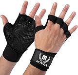 Mava Sports Belüftete Handschuhe für Männer und Frauen | mit integrierten Handgelenksmanschetten und vollflächiger Silikonpolsterung | Perfekt für Gewichtheben, Cross-Training, WOD (Schwarz, M)