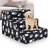 Queiting Haustiertreppe 3 Stufen Hundetreppe Katzentreppe Treppenstufen mit Plüschbezug Tiertreppe für Katzen Hunde Einstieghilfe Waschbar rutschfest Abnehmbare 45x30x35cm