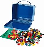 Plus-Plus 9607002 Geniales Konstruktionsspielzeug, Basic, Bausteine-Set in praktischer Metall-Box mit Henkel, 600 Teile, bunt