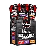 Jack Links Beef Jerky Mixed Case 25g - 12er Pack (12 x 25 g) - Proteinreiches Trockenfleisch vom Rind - Getrocknetes High Protein Dörrfleisch - in 3 Varianten