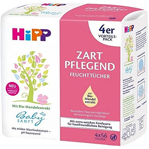 HiPP Babysanft Feuchttücher zart pflegend, 3er Pack (Jede Packung enthält 88 Tücher)