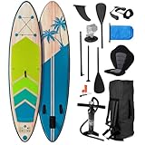 BRAST® SUP Board Tropic | Aufblasbares Stand up Paddle Set | 320x81x15cm | 6 Designs | 5 Jahre Garantie | inkl. Sonderzubehör | 2in1 Paddel Kajak-Sitz Action-Cam-Halterung Fußschlaufe Pumpe Rucksack