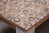 Tischfolie mit Kreise-Muster Bedruckt - Maß nach Wunsch - Transparent Klar Tischdecke Tischschutz Schutzfolie Abwaschbar weich PVC (80x120cm)