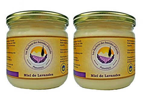 Les Ruchers des bastides d'Estelle - 2 x 500 g Lavendelhonig aus der Provence (Miel de Lavande de Provence), cremig und aromatisch