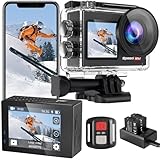 Hiicam Action Cam 4K60FPS 40MP WiFi Unterwasserkamera 40M Wasserdicht Ultra HD Touchscreen Actioncam 170° Ultra-Weitwinkel, EIS Stabilisierung, 5X Zoom, 2.4G Fernbedienung und 2 Akkus 1350mAh