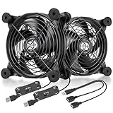 upHere Gehäuselüfter 120mm pc lüfter USB,Multi-Speed-Steuerung,mit Metallgrillschutz,zum PC/TV-Box/Empfänger/AV-Kabine/PS4/Router,U1204