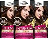 Palette Intensiv Creme Coloration 3-65/750 Schokobraun Stufe 3 (3 x 115 ml), Permanente Haarfarbe für bis zu 8 Wochen intensiven Farbglanz & 100 % Grauabdeckung
