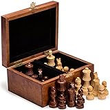 Husaria Staunton Turnier Nr. 4 Schachfiguren mit 2 Extra Königinnen und Holzbox, 76 Millimeter Könige