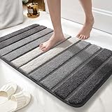 wyewye Mikrofaser Badematte Fußmatte Badteppich Super Saugfähig Badezimmerteppich 40x60cm Grau