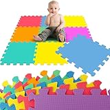 LittleTom Baby Spielmatte Ab Null - 30x30 Schaumstoff Puzzlematte Kinder Isomatte Spielteppich Outdoor - Puzzle Teppich Matte Krabbelmatte Abwaschbar Bodenschutzmatte Kinderzimmer