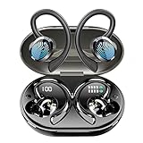 Bluetooth Kopfhörer Sport, In Ear Kopfhörer Kabellos Bluetooth 5.3 HiFi Stereo, [2023] 13 mm Treiber Wireless Earbuds mit HD Mic, 48Std Ohrhörer mit Bügel, IP7 Wasserdicht/800mAh USB-C LED Ladebox