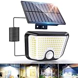LaiTeny Solarlampen für Außen mit Bewegungsmelder, LED Solar Strahler Aussen Solar-Split Lampe, IP65 Wasserdichte Winterfest 270° Beleuchtungswinkel Aussenleuchte für Garten, Garage