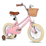 JOYSTAR 16 Zoll Kinderfahrrad für Kleinkinder 5-7 Jahre Mädchen, Mädchenfahrrad mit Stützrädern & Korb, Kinderfahrrad rosa