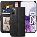 YATWIN Handyhülle Samsung Galaxy S20 Hülle, Klapphülle Samsung Galaxy S20 Premium Leder Brieftasche Schutzhülle [Kartenfach] [Magnet] [Stand] Handytasche Case für Samsung Galaxy S20, Schwarz