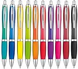 Libetui 10 ergonomische Kugelschreiber rutschfeste Griffzone Großraumine Gehäuse 10 Farben Druckkugelschreiber Mehrfarbig blauschreibend