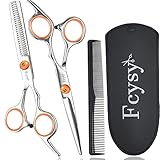 Haarschere Effilierschere Set, Fcysy Professionelle Haarschneideschere Scheren Friseur Haar Schere Frisör, Effilierschere Friseur Haarschere Friseurschere Friseur Set für Frauen Männer Hunde- Orange