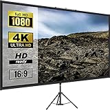 VEVOR 16:9 Beamer Leinwand 4K HD Stativleinwand Projektionsfläche 200x113cm Präsentationswand 160-Grad-Betrachtungswinkel 200-250cm höhenverstellbar ideal für Heimkino Tagungsraum Hochzeiten