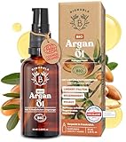 Bionoble Arganöl Bio 50ml - 100% Rein, Natürlich, Kaltgepresst - Gesicht, Körper, Haar, Bart, Nägel - Vegan und Cruelty Free - Argan Oil - Glasflasche + Pipette + Pumpe