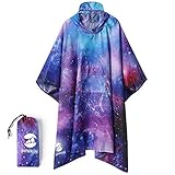 Regenponcho Wandern Radfahren Outdoor 3in1 Damen/Herren Regencape Wiederverwendbar Poncho Umhang Matte Regenmantel Universum