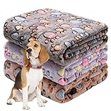 Awaytail 1 Packung 3 Hundedecke Flanell Decke für Mittelgroße Hunde,Hundedecke Waschbar Haustierdecken für Katzen,Weiche Fleecedecken für Hunde Katzen,80 x 60 cm