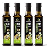 Kräuterland Bio Hanföl - Hanfsamenöl 1 Liter (4x250ml) 100% rein kaltgepresst - hoher Anteil an Omega 3-6-9 Fettsäuren - vegan in Premium Qualität