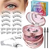 Zeawavsl 4 Paar Magnetische Wimpern, Kein Eyeliner Erforderlich, 3D-NatüRlicher Look – Wiederverwendbar Und Wasserfest – Wird Mit Clip Und Pinsel Geliefert – Geeignet FüR AlltäGliches Make-Up (Pink)