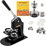 VEVOR Knopfmacher-Maschine, mehrere Größen 58 + 32 mm Abzeichen-Stanzer-Set, Kinder DIY Geschenke Pin Maker, Knopfherstellung Zubehör mit 500 Stück Knopfteilen & Kreisschneider & Zauberbuch